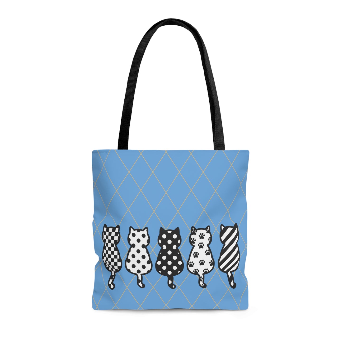 Diamond pattern with Five Cat's Design Tote Bag (AOP)