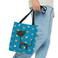 Cats & Hearts pattern with Black Cat Design Tote Bag (AOP)
