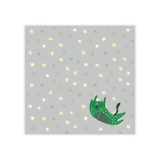 Light Grey Stars with Green Cat design Post-it® Note Pads
