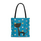 Cats & Hearts pattern with Black Cat Design Tote Bag (AOP)