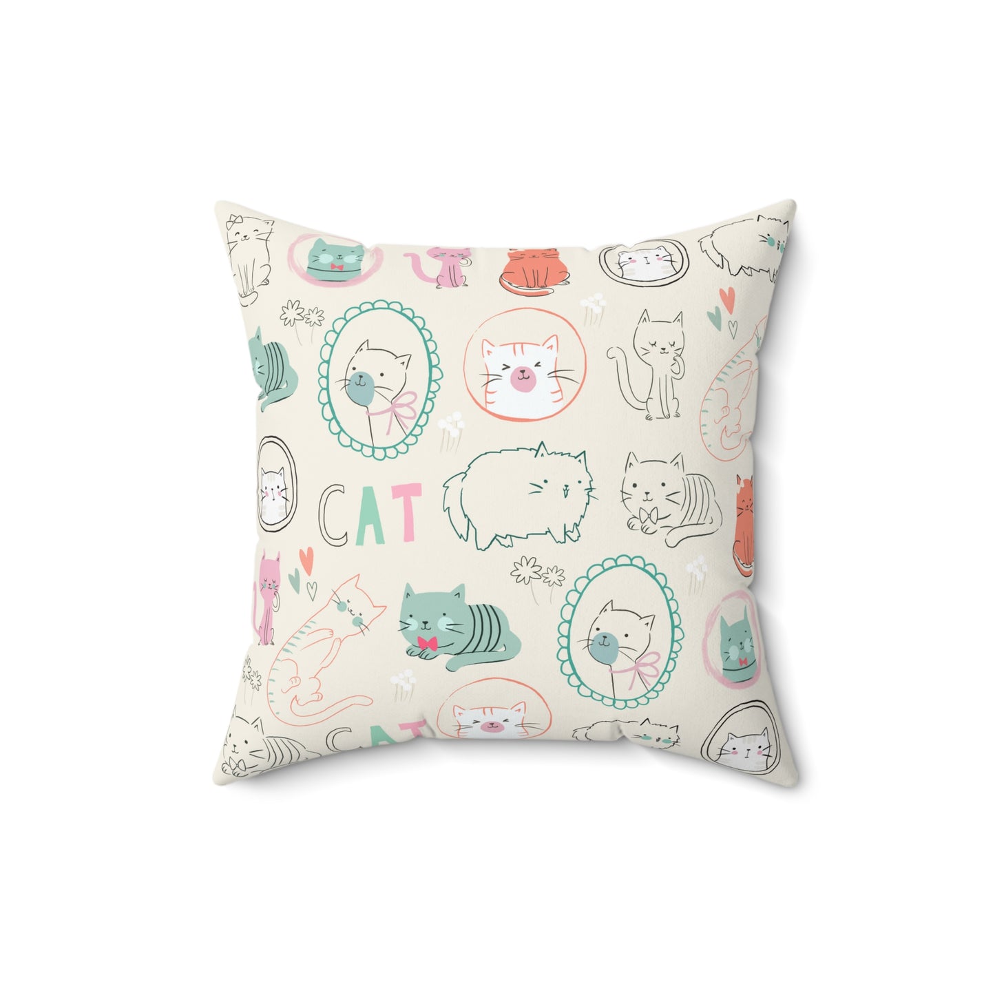 Cute Cat's Design Spun Polyester Square Indoor Pillow