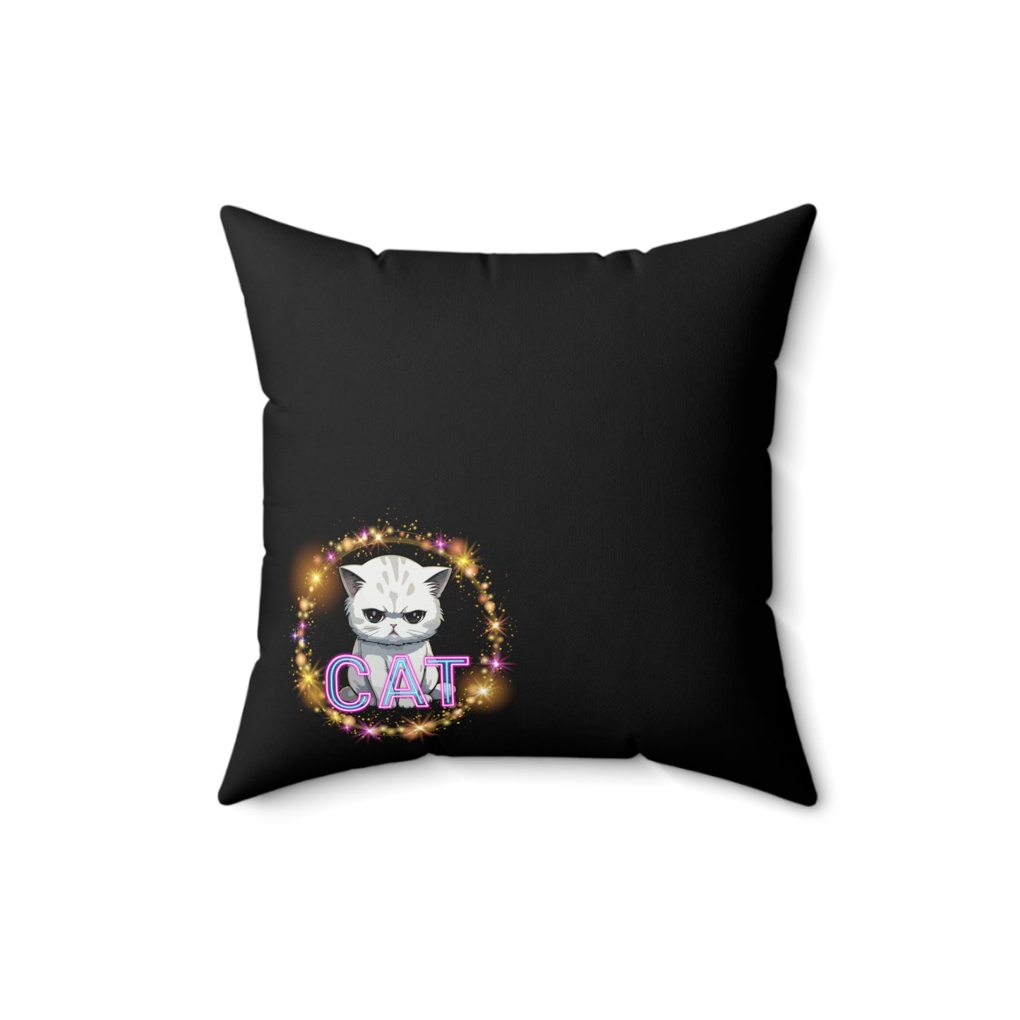 CAT Colorful logo with Cute Cat Design Spun Polyester Square Pillow