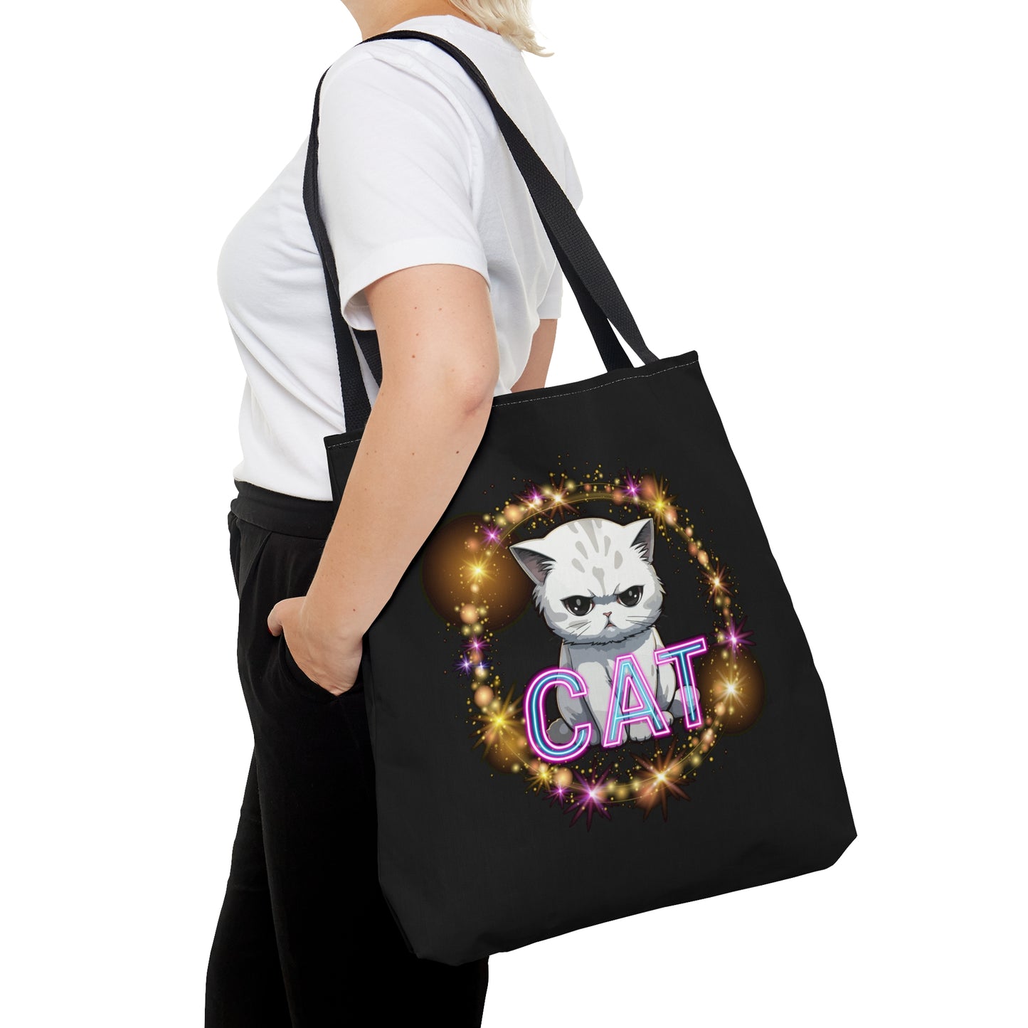 CAT Colorful logo with Cute Cat Design Tote Bag (AOP)