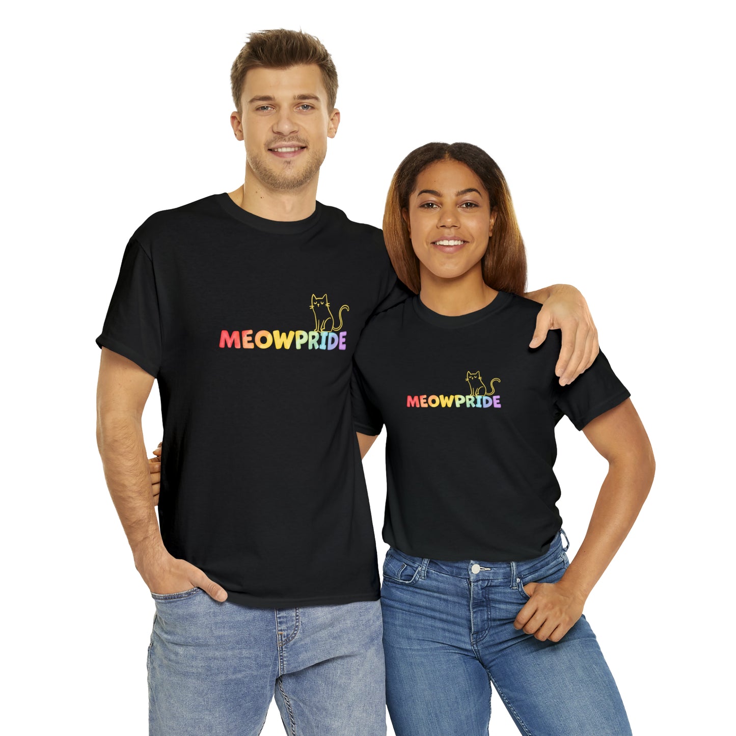 Meowpride logo with Cute Cat Cotton Tee