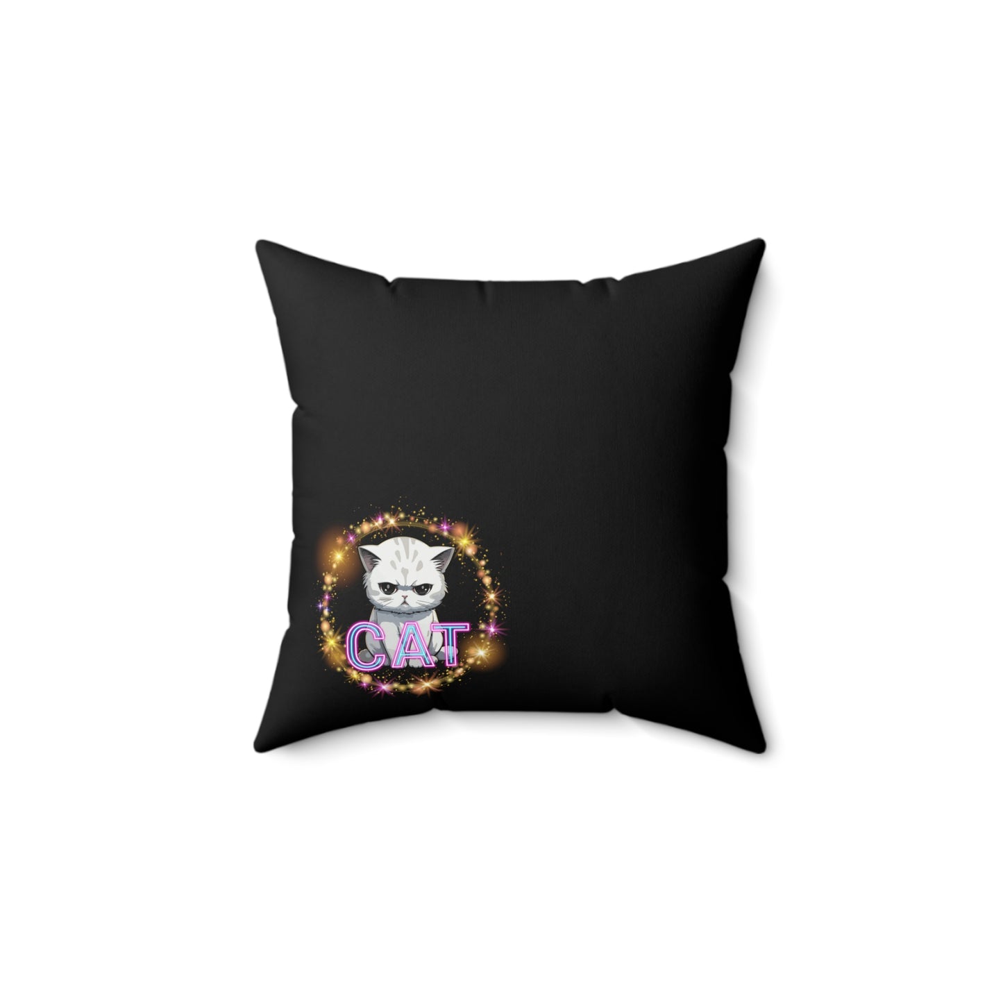 CAT Colorful logo with Cute Cat Design Spun Polyester Square Pillow