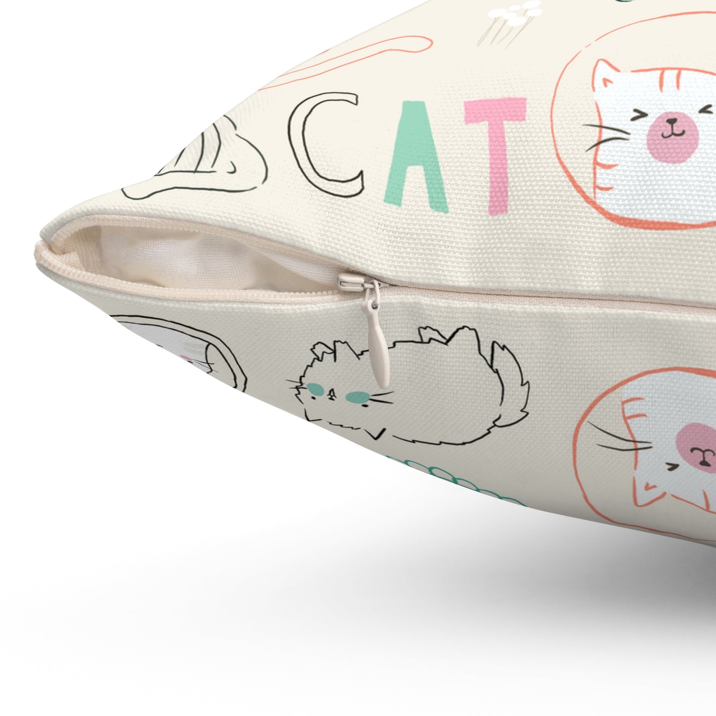 Cute Cat's Design Spun Polyester Square Indoor Pillow