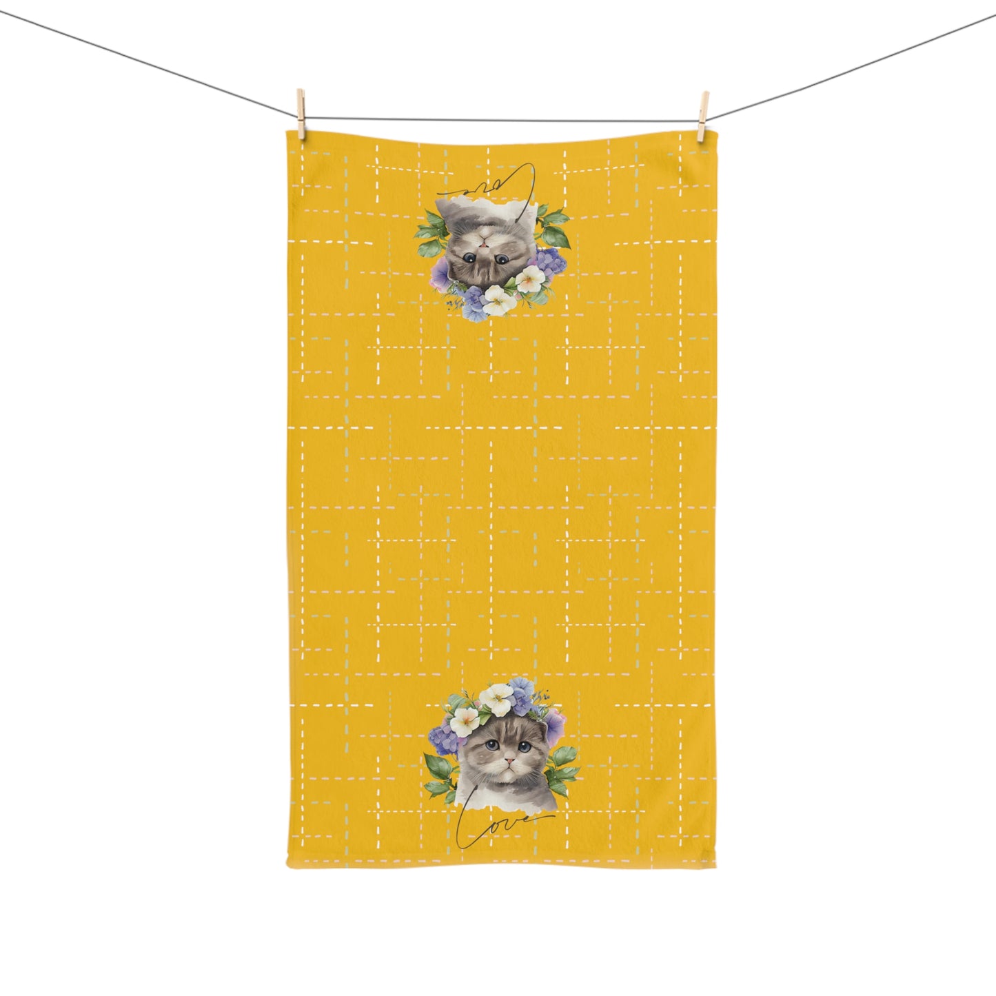 Love Cute Cat & Flower's Design Hand Towel 16″ × 28″
