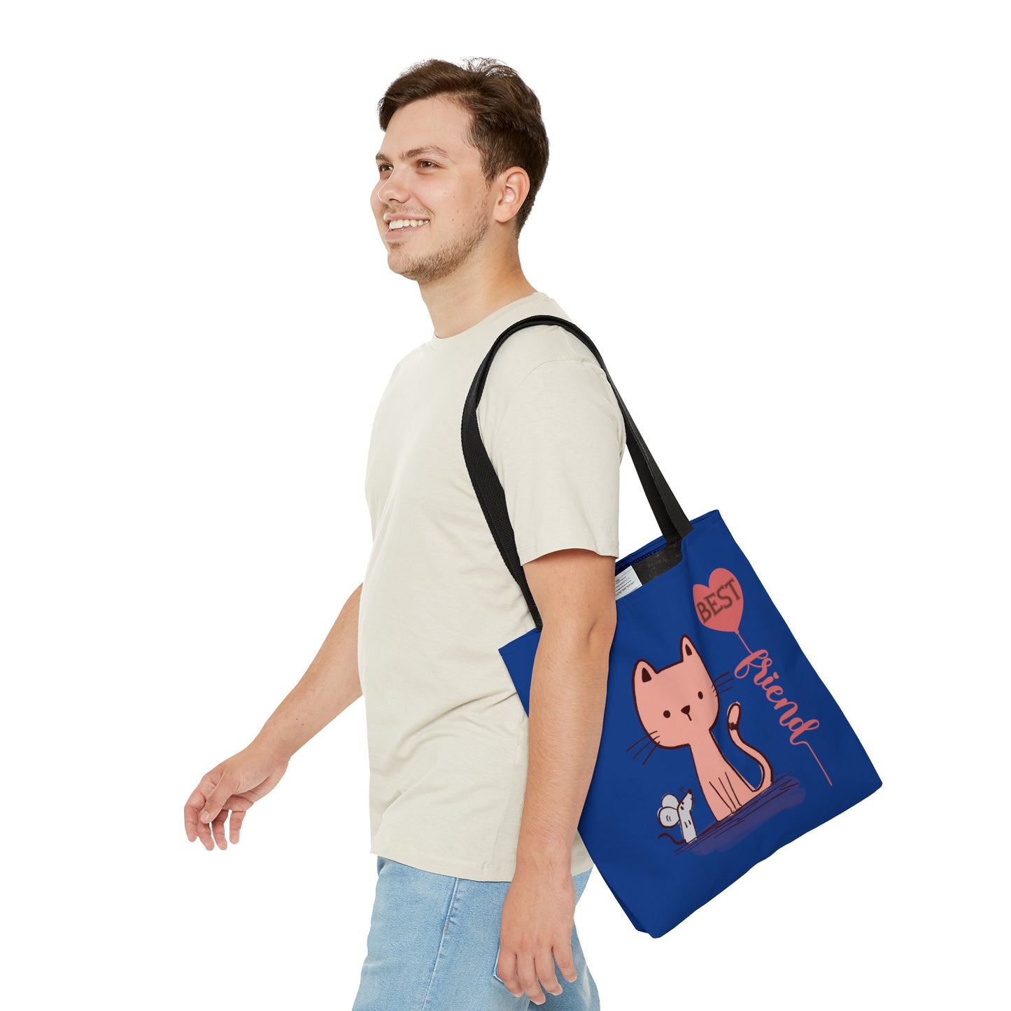 Best Friend Cute Cat & Mouse Design Tote Bag (AOP)