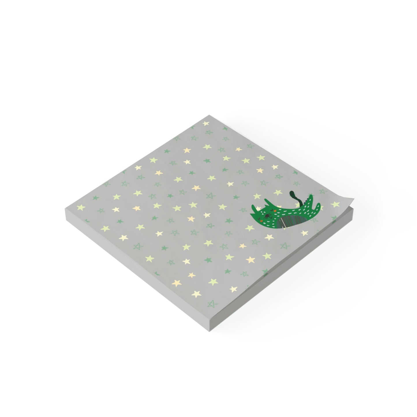 Light Grey Stars with Green Cat design Post-it® Note Pads