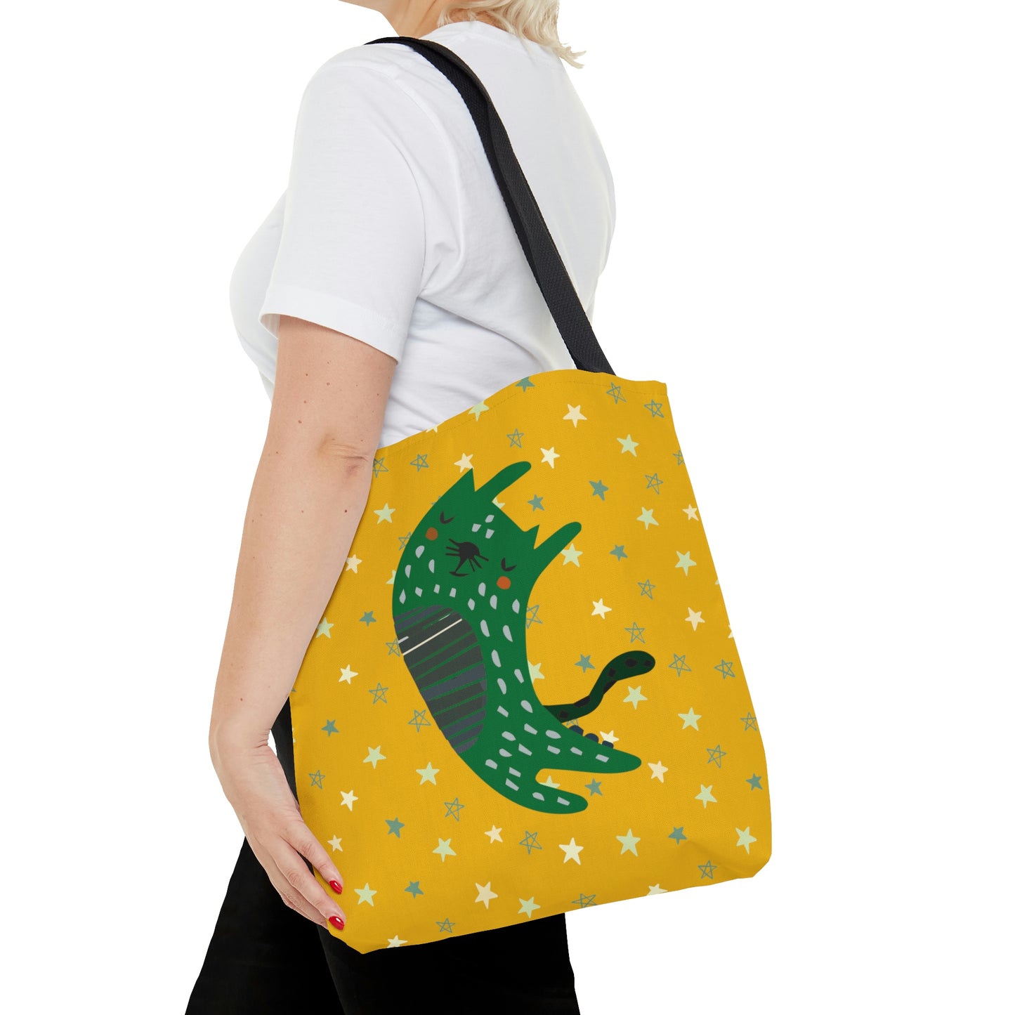 Colorful Cat with Stars design Tote Bag  (AOP)