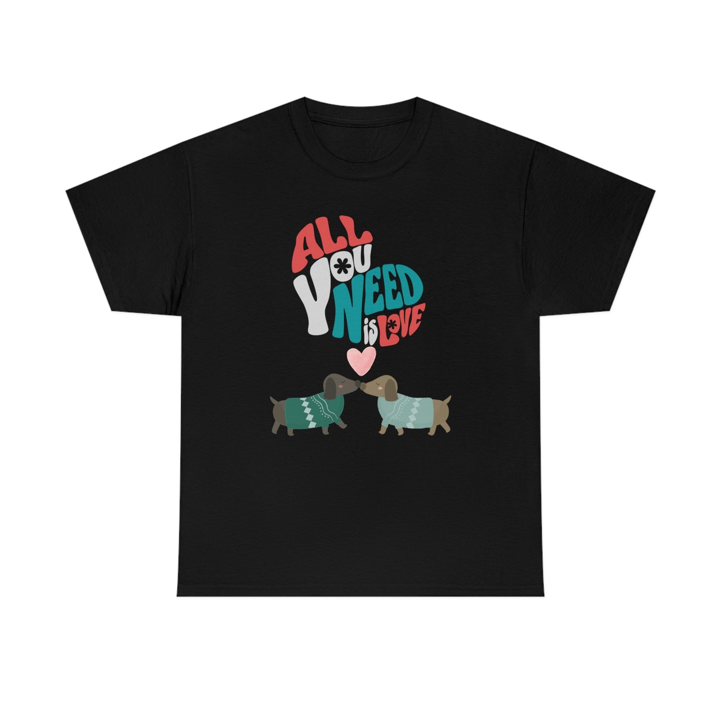 All you need is LOVE two Dogs design Graphic tee shirt