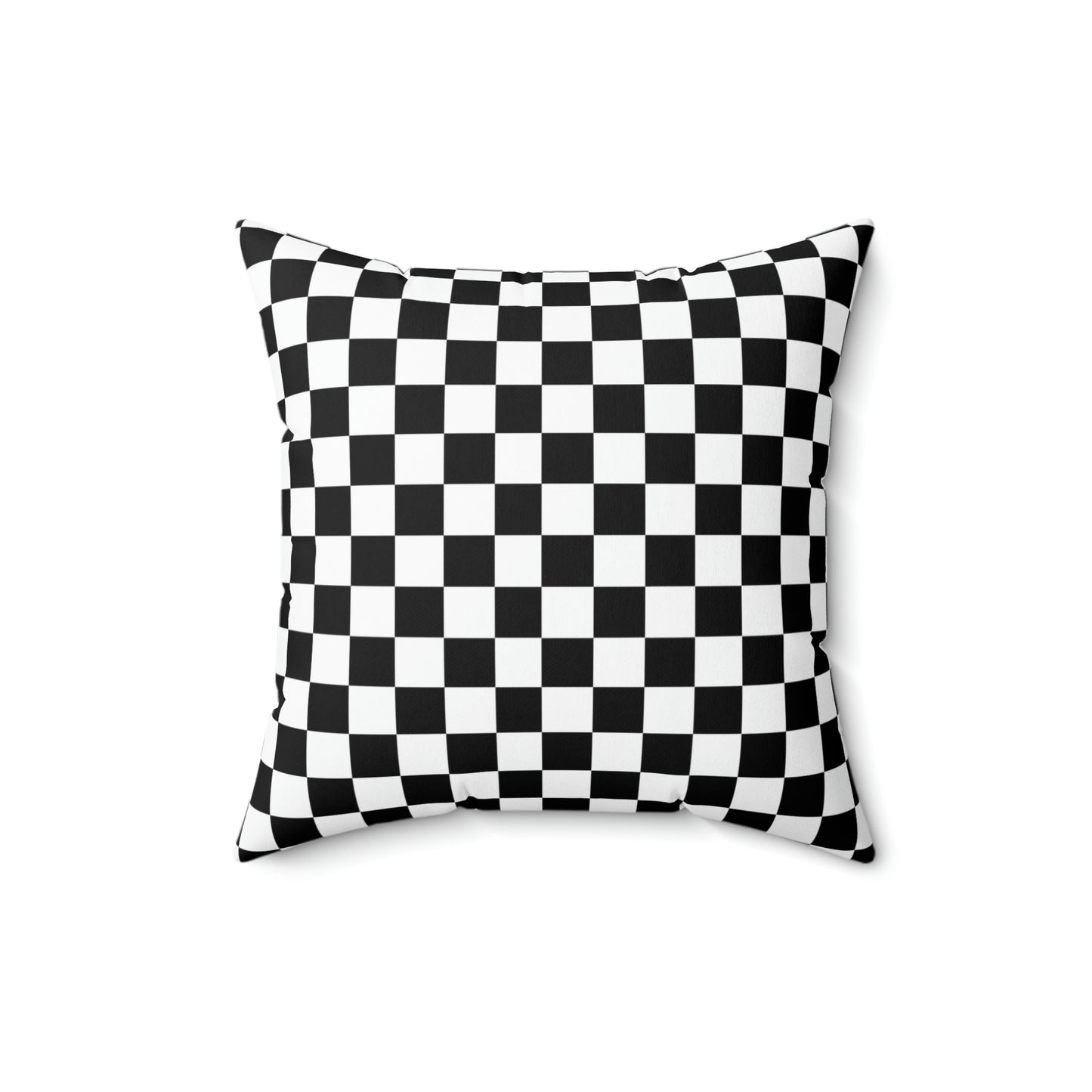 Checkerboard pattern Grey cat design Spun Polyester Square Indoor Pillow
