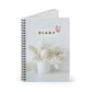 White Flower with Butterfly design Diary/Spiral Notebook - Ruled Line 118 pages