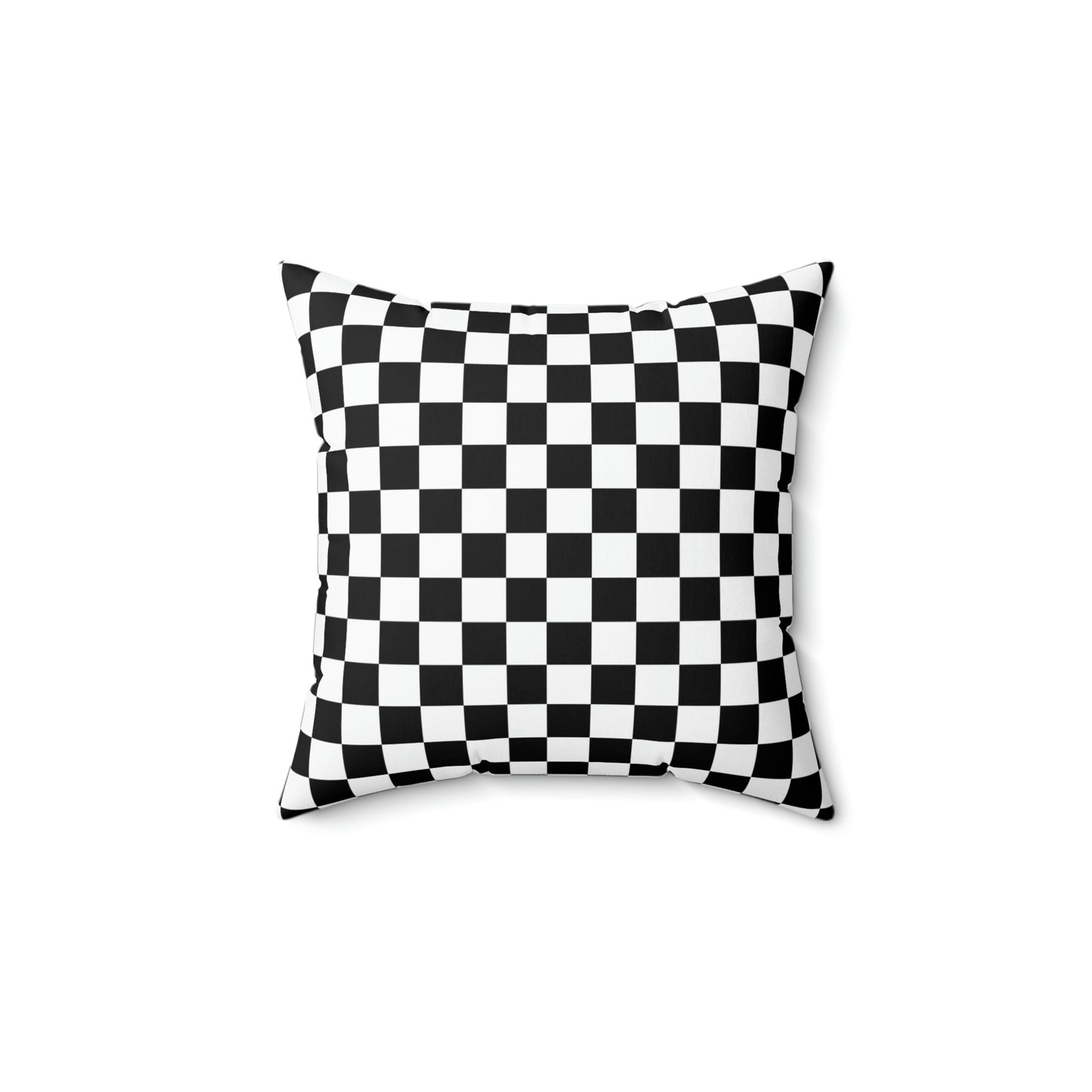 Checkerboard pattern Grey cat design Spun Polyester Square Indoor Pillow