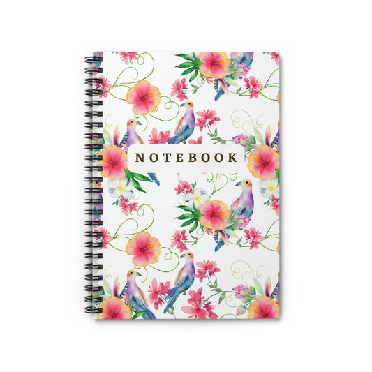 Birds and Flowers design Spiral Notebook - Ruled Line 118 pages