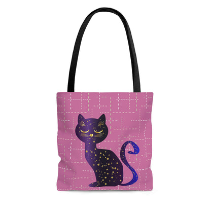 Colorful Purple Cat Design Tote Bag  (AOP)