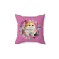 Cute Chubby Cat Face design Spun Polyester Square Indoor Pillow