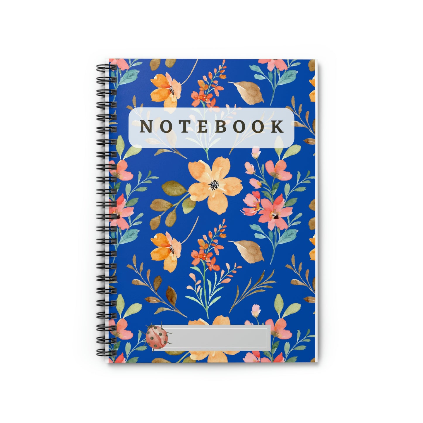 Flower with Lady bug's design (Blue) Spiral Notebook - Ruled Line 118 pages