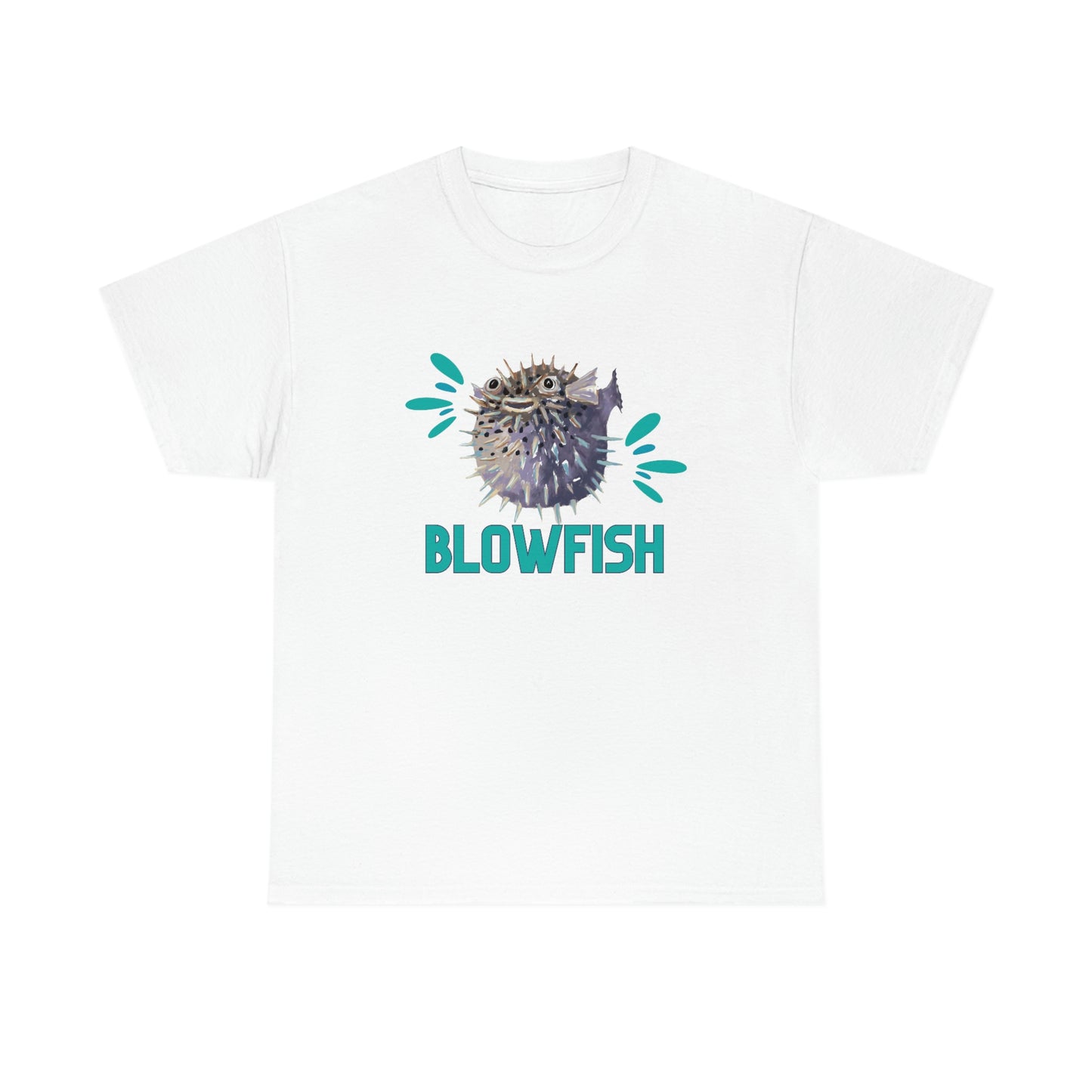 Cute Fun Blowfish with splush design white Cotton Tee