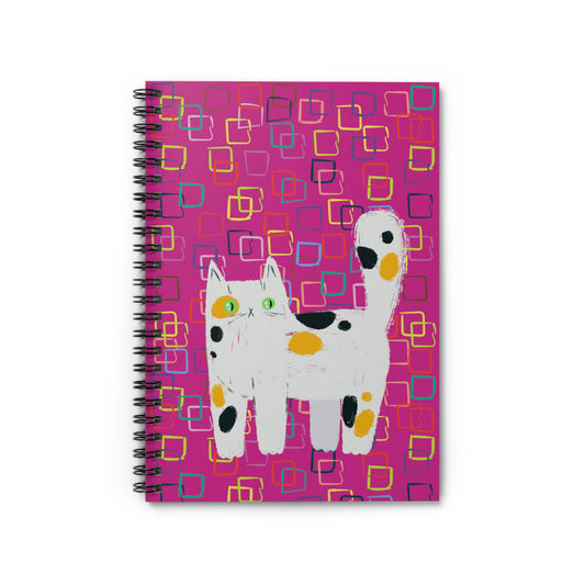 Colorful Pattern Cute Cat design Spiral Notebook - Ruled Line 118 pages