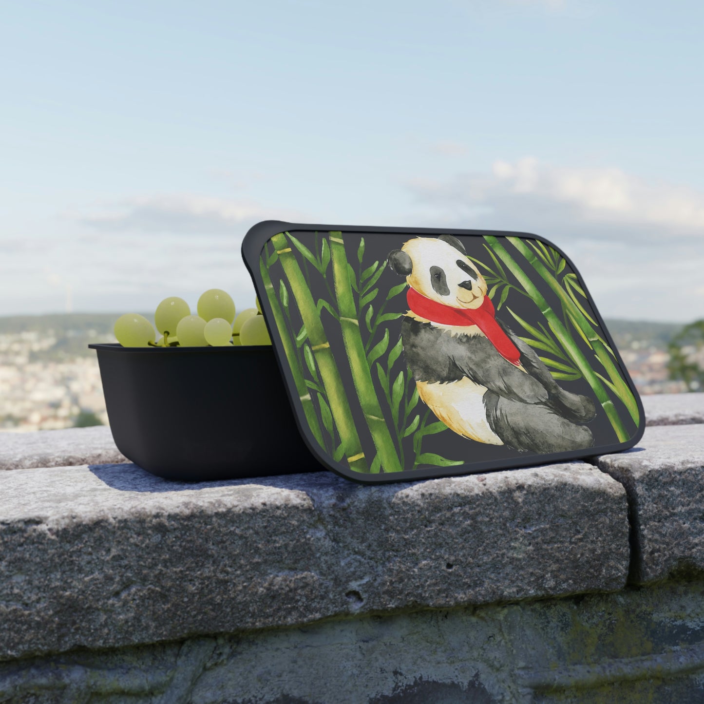 Adorable Panda Bear design Bento Box/Lunch Box  PLA  with Band and Utensils