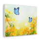 Yellow Flower with Butterfries design Canvas Gallery Wraps poster