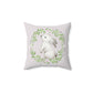 White Bunny/Rabbit with Floral Wreath design Spun Polyester Square Indoor Pillow (Lavender)