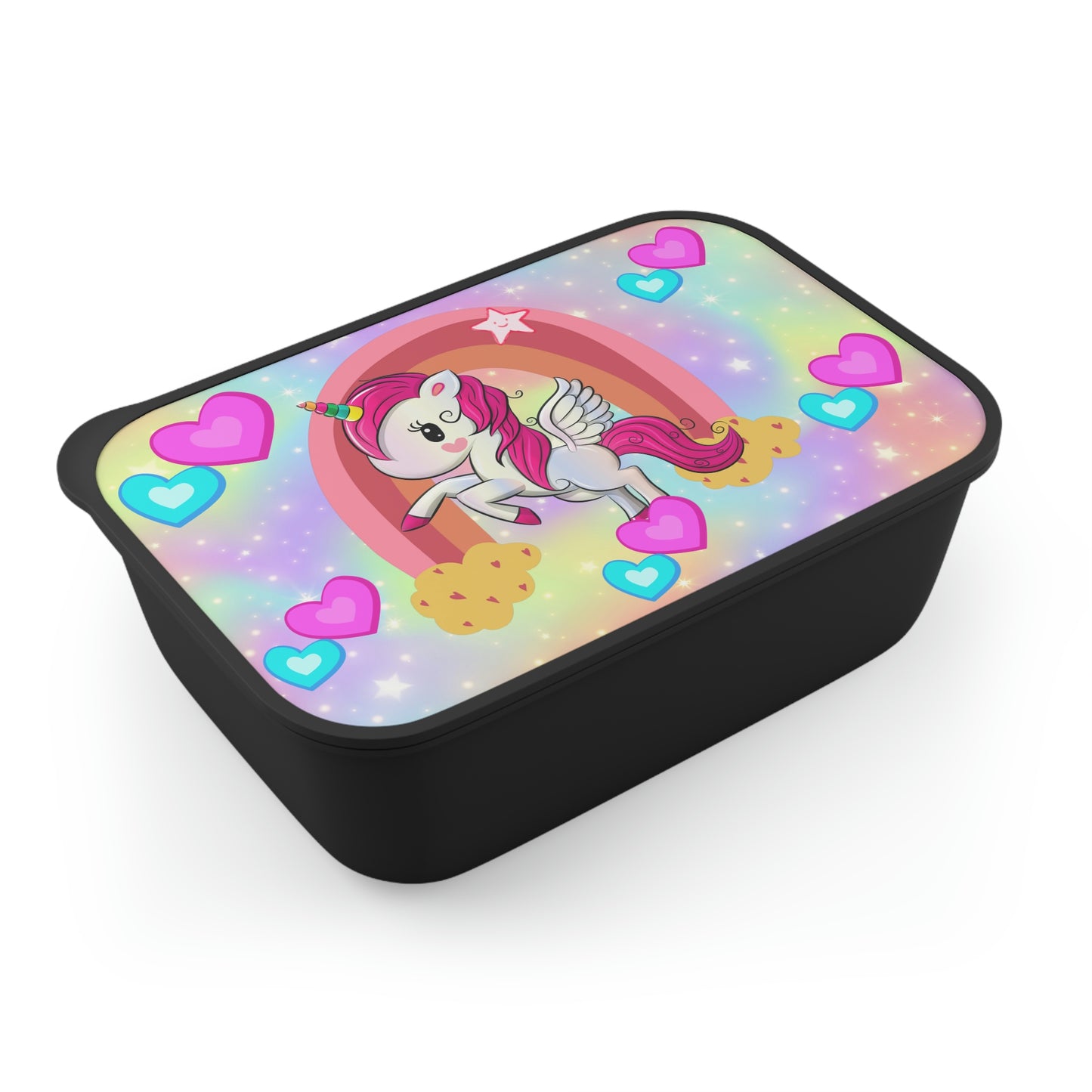 Unicorn Kids Lunch Box / " PLA Bento Box " with Band and Utensils