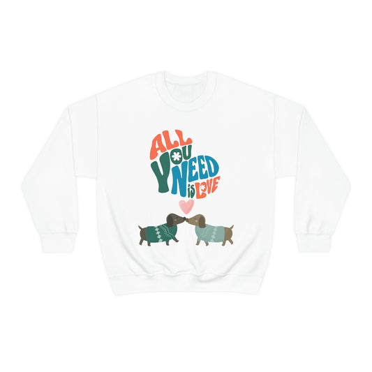 All you need is LOVE two Dogs design  Heavy Blend™ Crewneck Sweatshirt