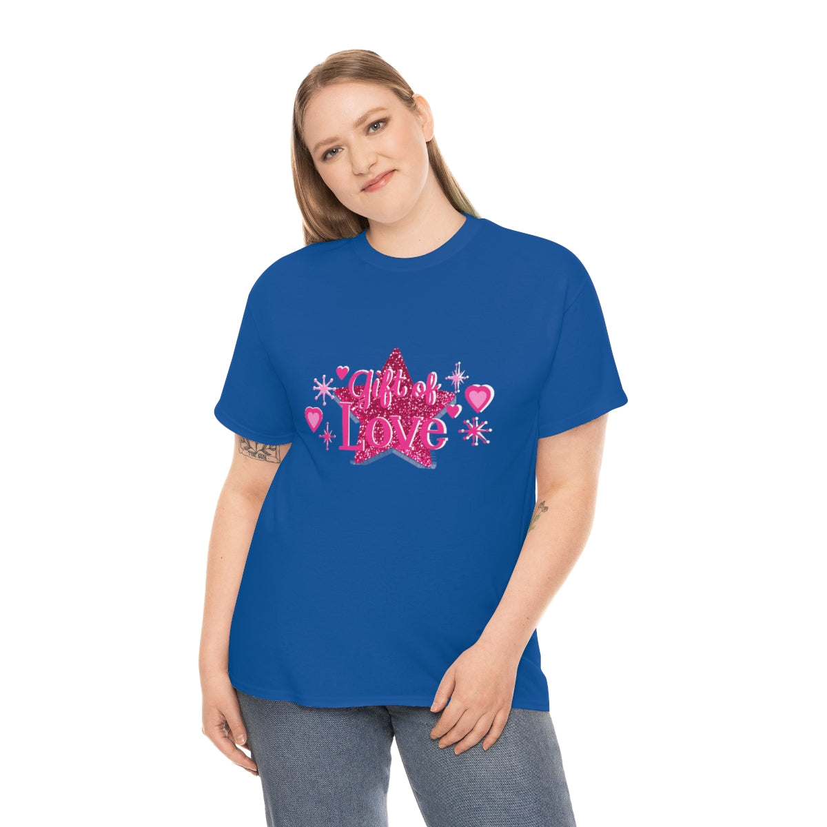 Pink Sparking Star Gift Of Love message Tee shirt