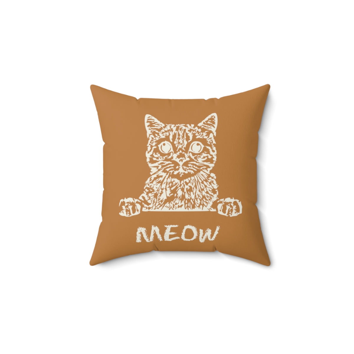 Cats Kittens Meow design Light Brown Spun Polyester Square Pillow