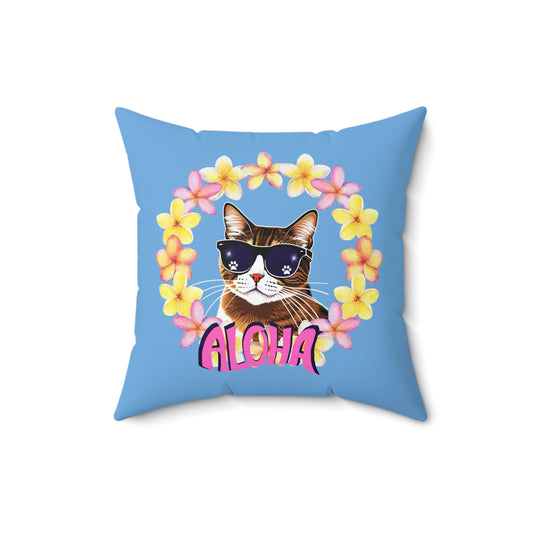 Aloha Tropical design with Sunglasses Cats Spun Polyester Square Indoor Pillow