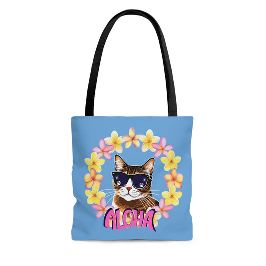 Aloha Tropical design Cats with sunglasses Tote Bag (AOP)