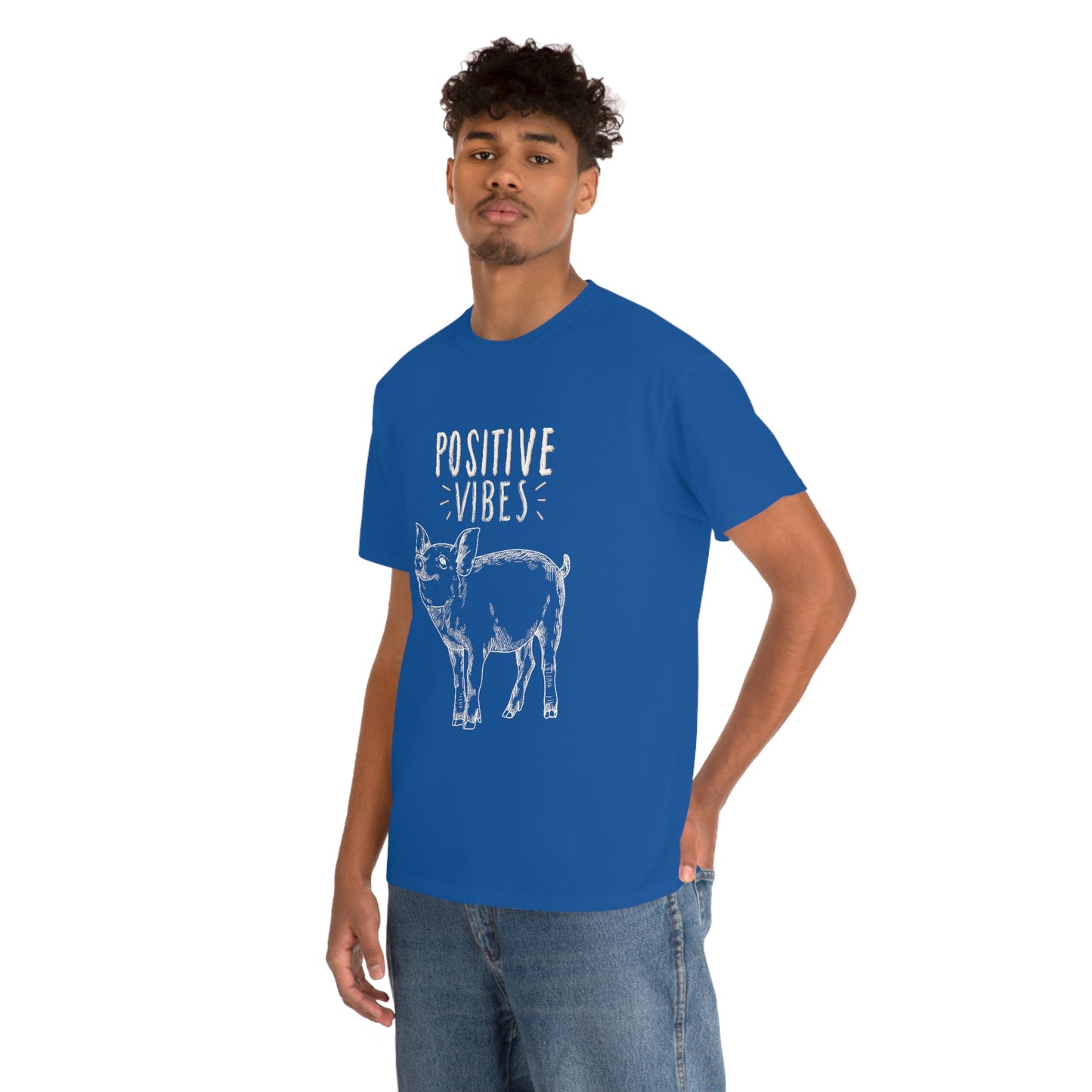 "Positive Vibes" Cute Pig Graphic tee shirt