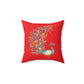 Beautiful Peacock design  Red Spun Polyester Square Pillow