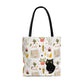 Chubby Cat with plants design Tote Bag  (AOP)