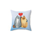 " Two Cats in Love " Spun Polyester Square Pillow
