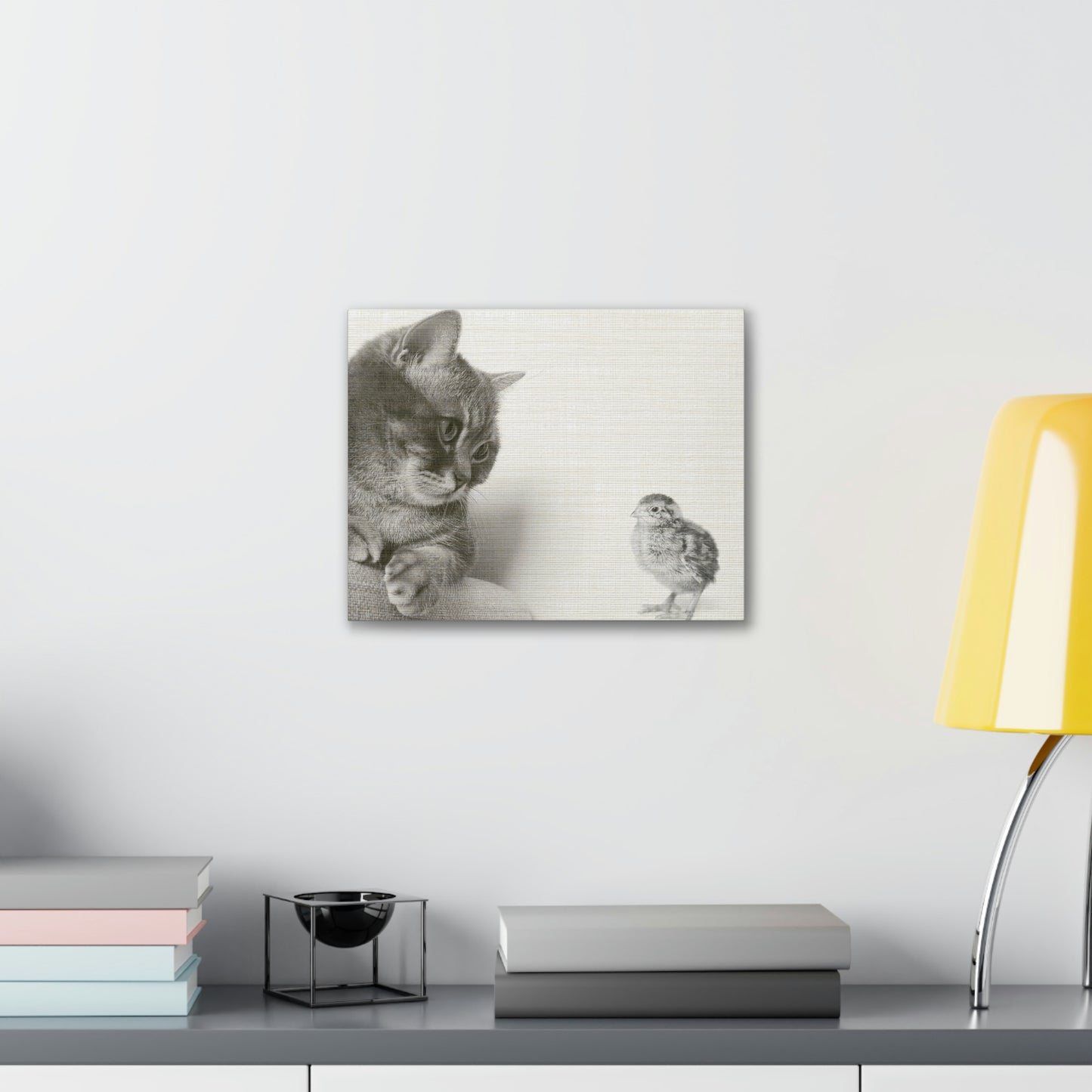 Adorable Cat & Chicks design Canvas Gallery Wraps poster