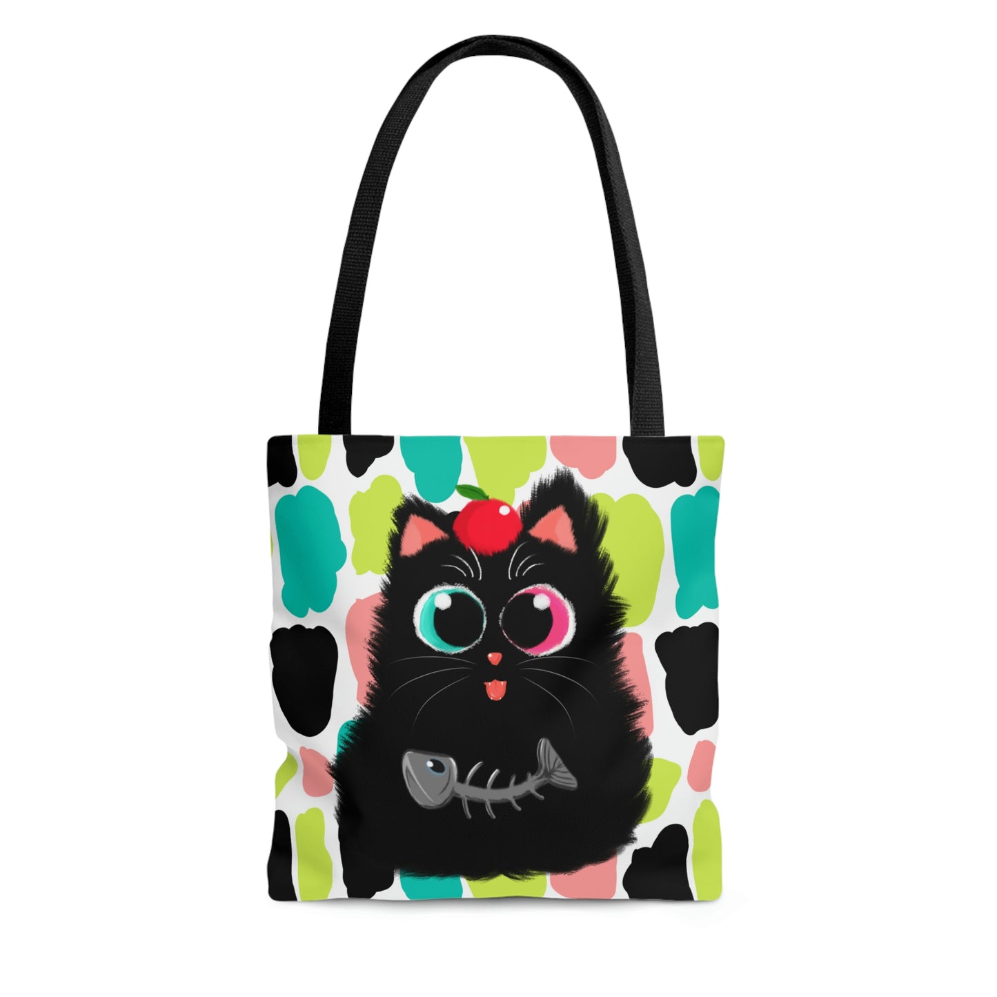 Colorful pattern Black Cat design Tote Bag (AOP)