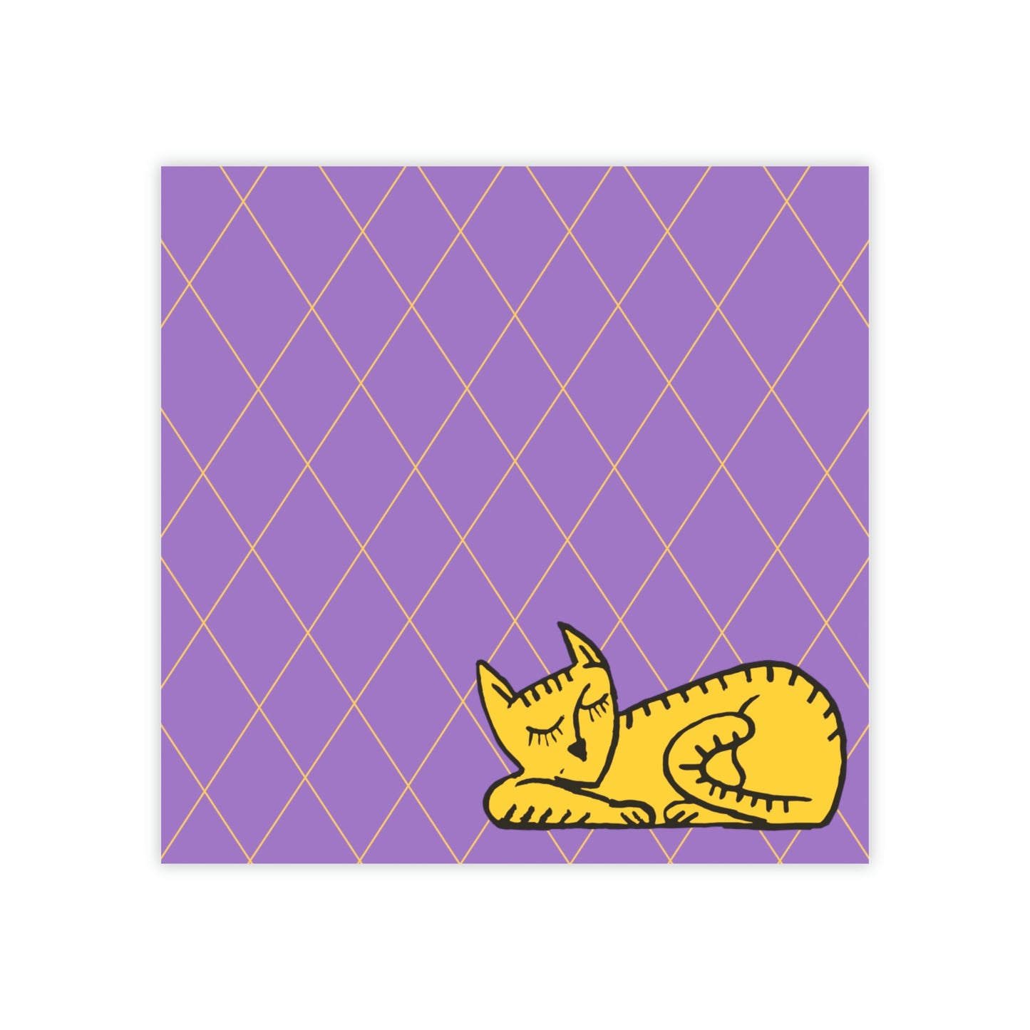 Purple Diamond pattern with Sleeping Cat design Post-it® Note Pads