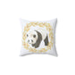 Panda Bear with Floral Wreath design Spun Polyester Square Indoor Pillow