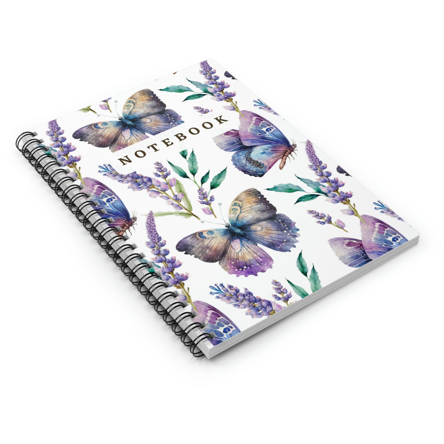 Butterfly & Lavender design Spiral Notebook - Ruled Line 118 pages