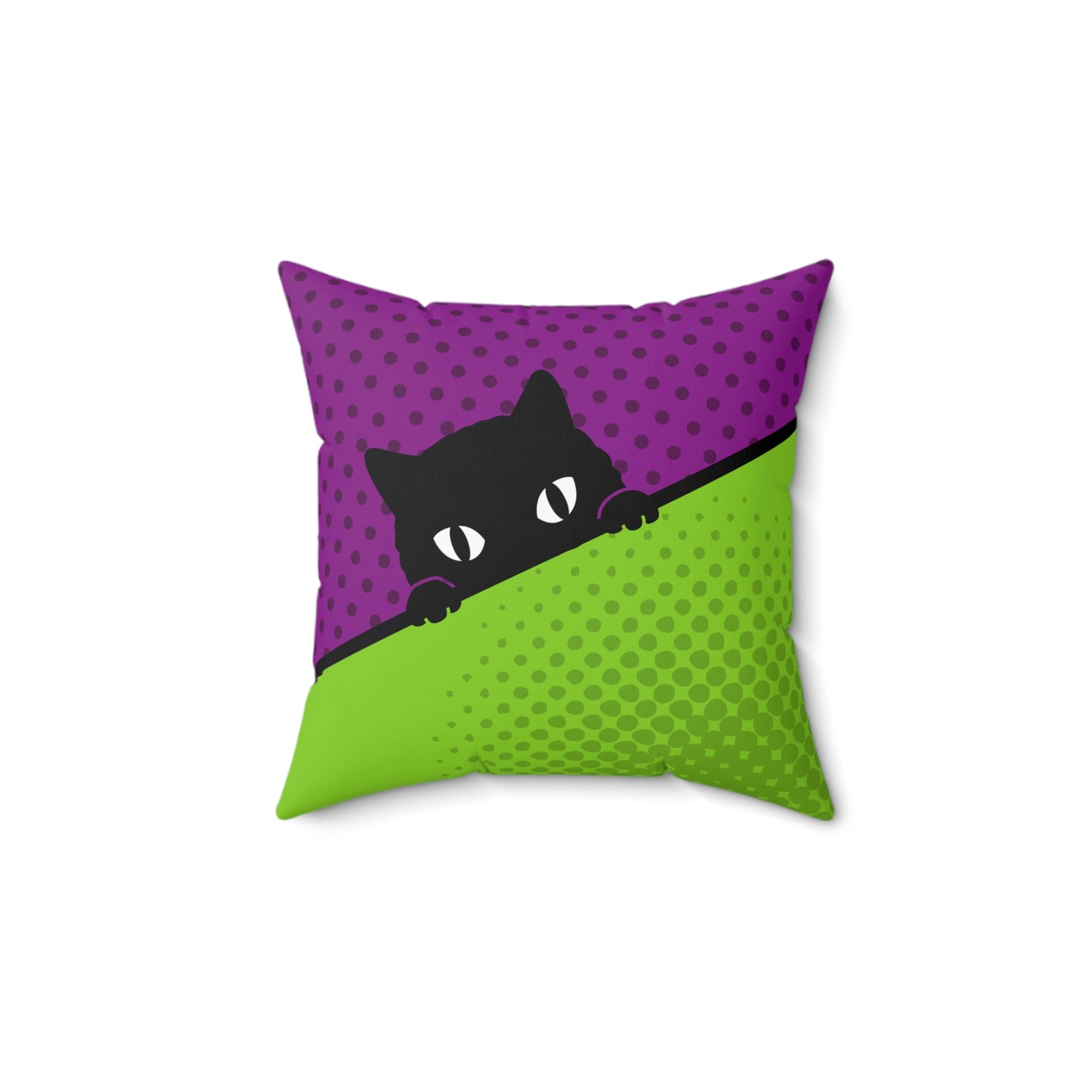 Black Cat Colorful Design Spun Polyester Square Indoor Pillow