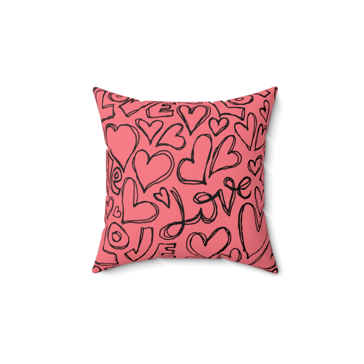Love Heats hand Writing design Pink  Spun Polyester Square Pillow