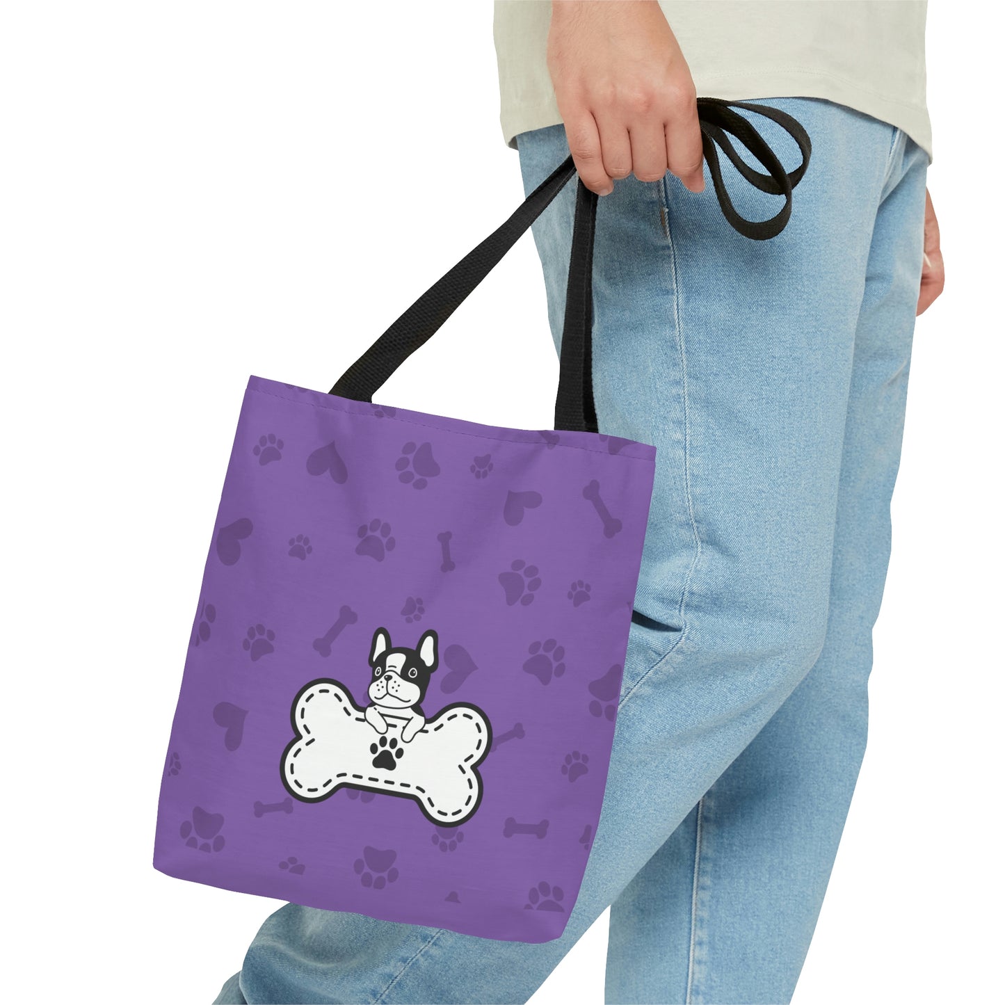 French Bulldog with Bone Design Tote Bag (AOP)