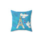 France Eiffel Tower with Two white Birds design Spun Polyester Square Pillow