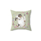 Australian Shepard Dog/Puppy with Floral Wreath design Spun Polyester Square Pillow