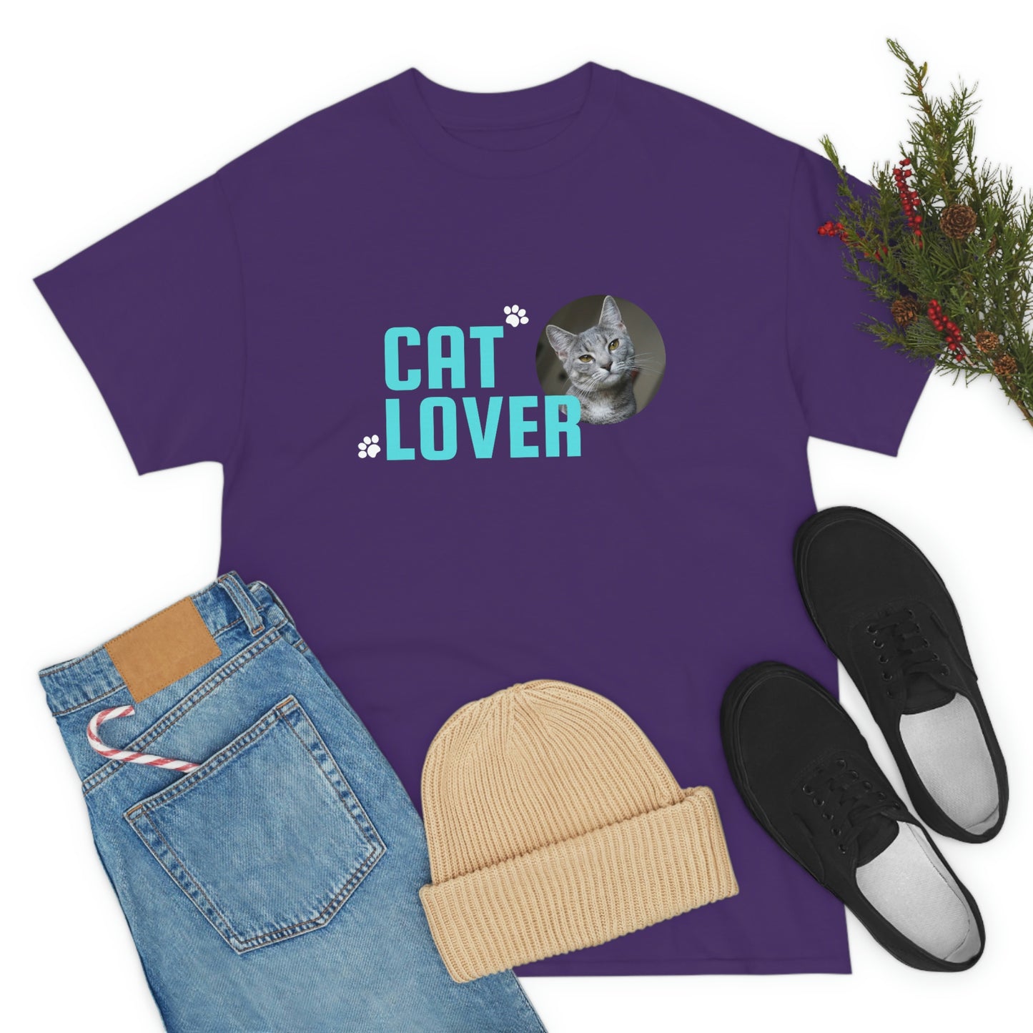 Cat Lover with Paws "Cat Lover" design  Graphic tee shirt