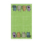 Green Checked Pattern Four Cats Design Hand Towel 16″ × 28″