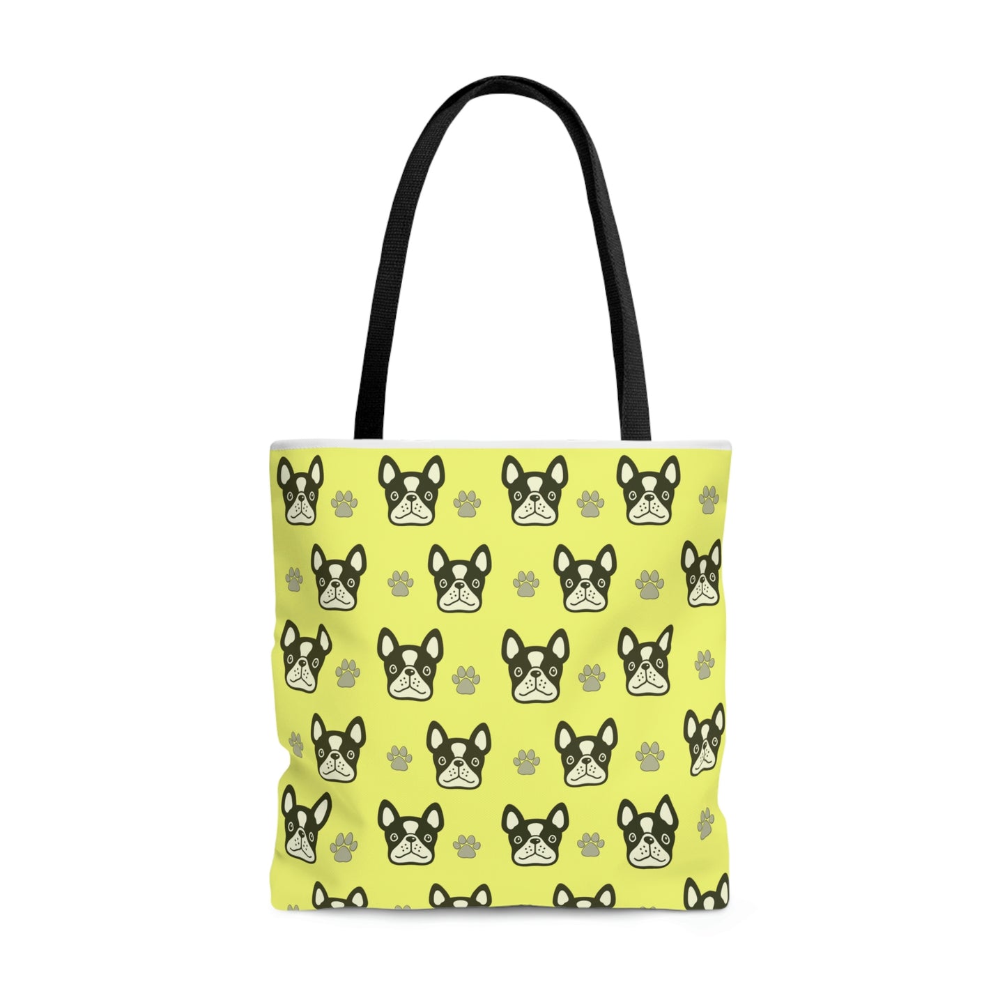 Cute Dog Faces with Paws Design Tote Bag Yellow (AOP)